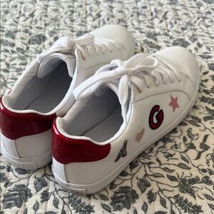 GBG Los Angeles White Sneakers with Red and Pink Details